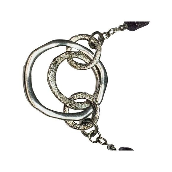 Vintage Etienne Aigner Genuine Purple Amethyst Silver Tone Chain Necklace 21in - Picture 5 of 9